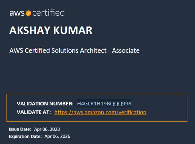 Akshay AWS Certificate
