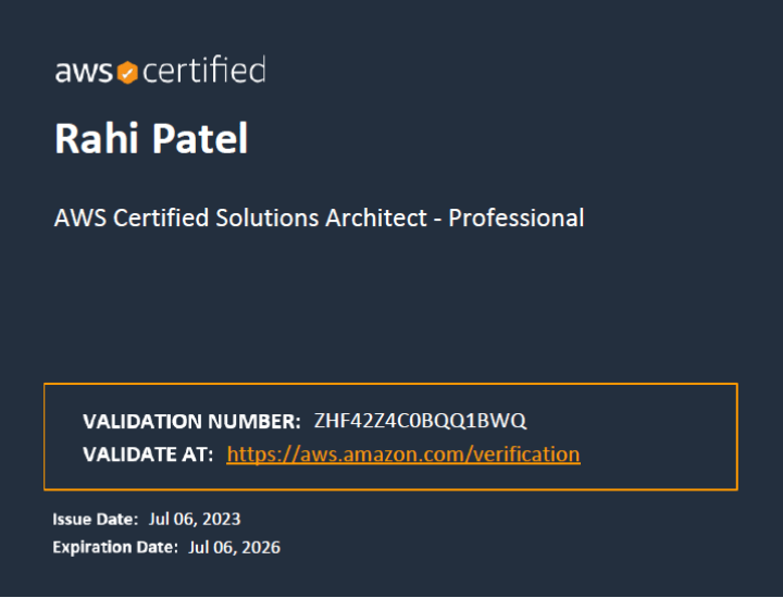 Raahi AWS Professional Certificate