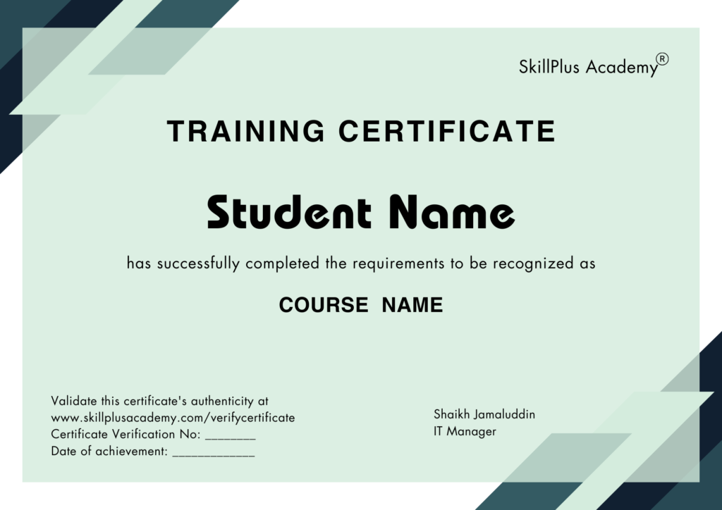SkillPlus New Sample Certificate