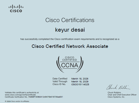 Keyur Desai Certificate